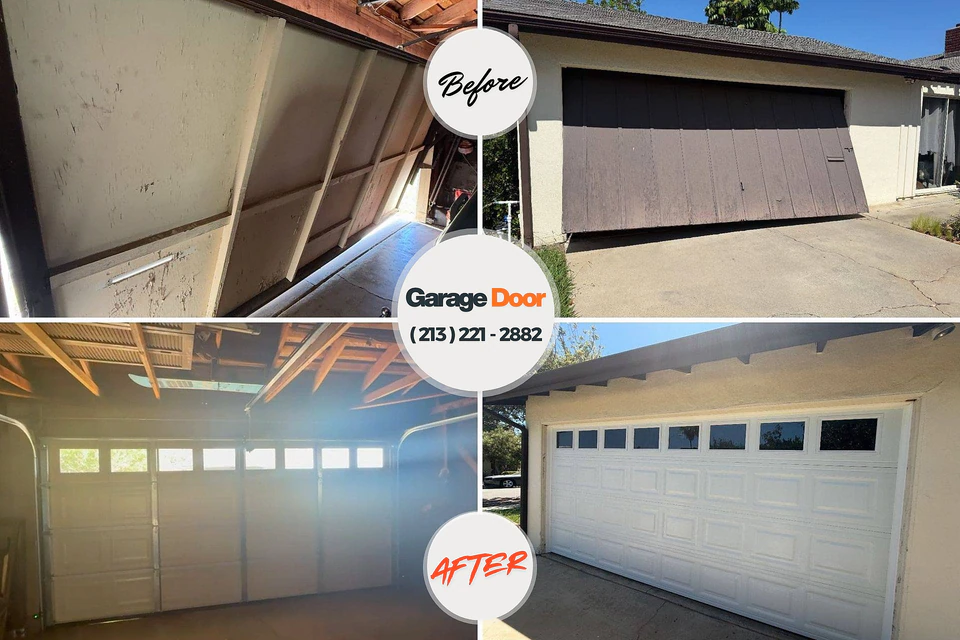 Before and after: garage door repair Voorheesville, NY